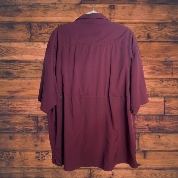 5 for $25🔥Pro Celebrity Maroon Button Front Outdoor Shirt XXXXL (4X) - Picture 2 of 5